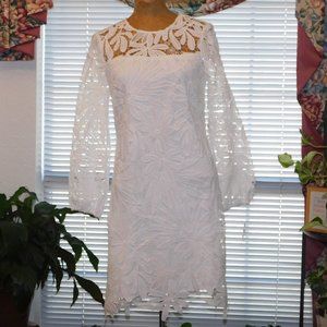 NWT $398 SHOSHANNA Optic White Holland Lace Dress XS 2
